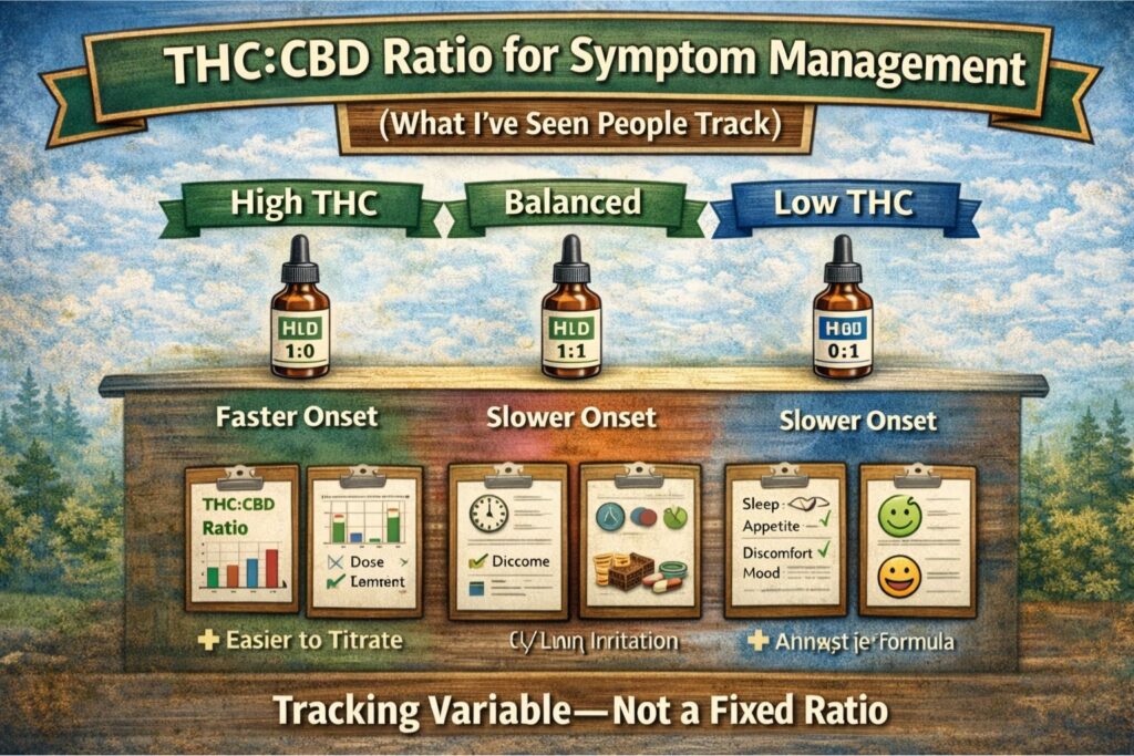 THC:CBD ratio for symptom management