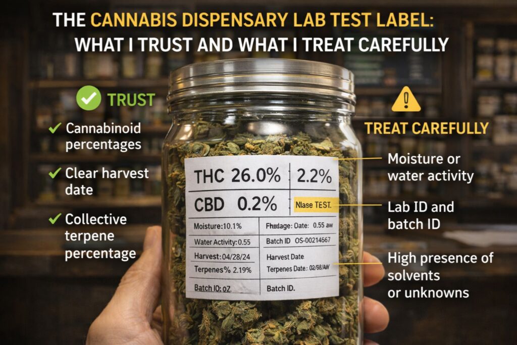cannabis dispensary lab test label