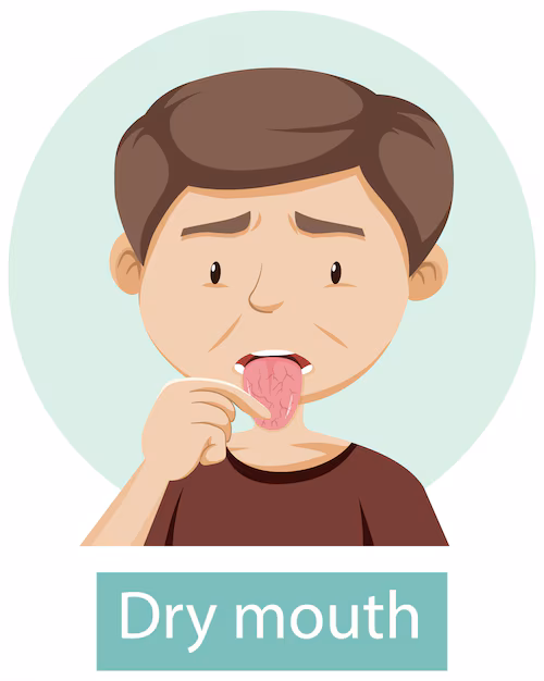 cartoon character with dry mouth symptoms 1308 47441